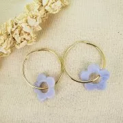 Pendentif fleur 21 mm en résine opaque - Lilas Marbré Mat x1