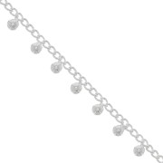 Chaîne maille Rombo avec petites boules 4.9 mm - Argenté x50cm
