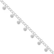 Chaîne maille Rombo avec petites boules 4.9 mm - Argenté x50cm