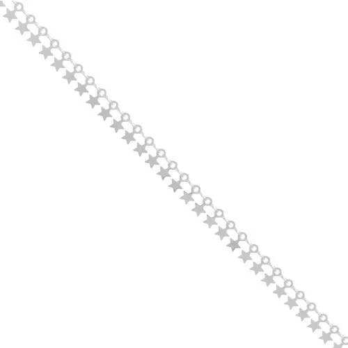 Chaîne maille Fantaisie avec petites étoiles 7 mm - Argenté x50cm