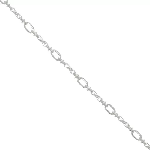 Chaîne maille Fantaisie rectangle arrondi 5.4 mm - Argenté x50cm