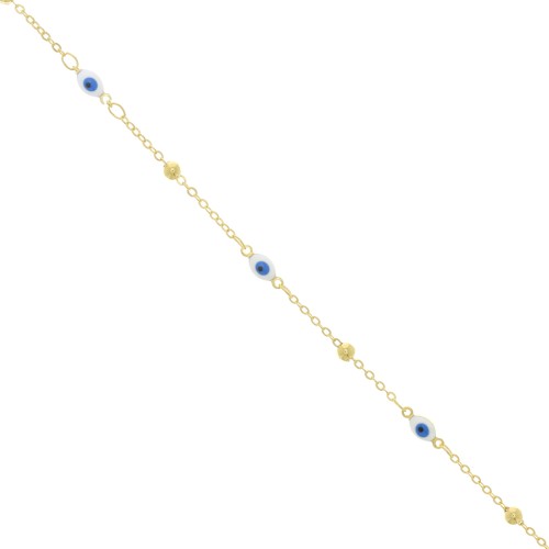 Chaîne maille Forçat avec petites boules et oeil en résine époxy 4 mm - Doré x50cm