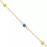 Chaîne maille Forçat avec petites boules et oeil en résine époxy 4 mm - Doré x50cm