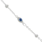 Chaîne maille Forçat avec petites boules & oeil en résine époxy 4 mm Argenté x50cm