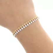 Chaîne maille Fantaisie avec petites gouttes en résine époxy 7 mm - Doré x50cm