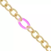 Chaîne maille Forçat avec anneaux en acétate 7 mm - Doré - Vert - Rose x50cm