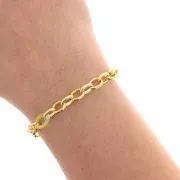 Chaîne maille Forçat avec anneaux en acétate 7 mm - Doré - Bleu - Jaune x50cm