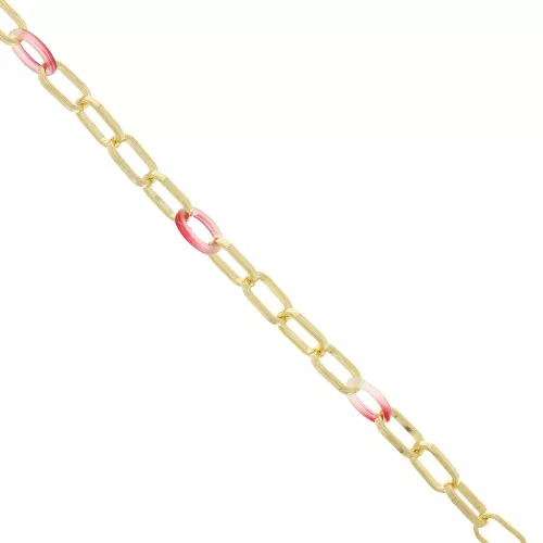 Chaîne maille Rectangle avec anneaux en acétate 7 mm - Doré - Multicolore x50cm