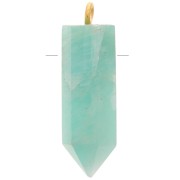 Pendentif pendule 25x8 mm en pierre gemme - Amazonite - Argent 925 Doré à l'or fin