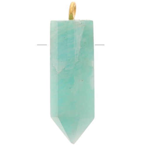 Pendentif pendule 25x8 mm en pierre gemme - Amazonite - Argent 925 Doré à l'or fin