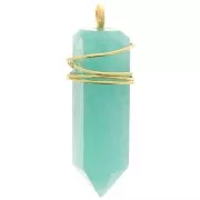 Pendentif pendule 25x8 mm en pierre gemme - Amazonite - Argent 925 Doré à l'or fin