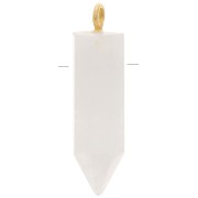 Pendentif pendule 25x7mm - pierre gemme - Pierre de lune - Arg 925 Doré à l'or fin|raw }}
