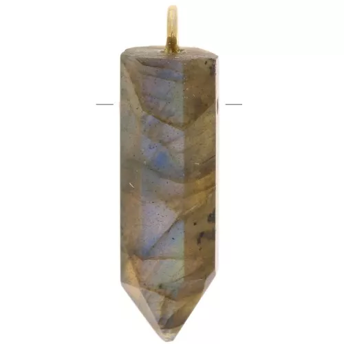 Pendentif pendule 26x7mm - pierre gemme - Labradorite - Argent 925 Doré à l'or fin