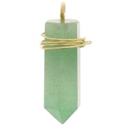 Pendentif pendule 26x8 mm - pierre gemme - Aventurine - Argent 925 Doré à l'or fin