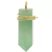 Pendentif pendule 26x8 mm - pierre gemme - Aventurine - Argent 925 Doré à l'or fin
