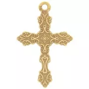 Pendentif croix ornée d'arabesques 20x13 mm - Argent 925 Doré à l'or fin x1