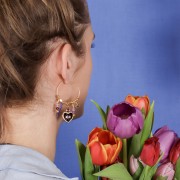 Breloque coeur avec oxydes de Zirconium 10x11 mm - Doré - Vert emeraude x1