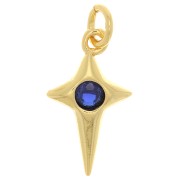 Breloque croix avec oxyde de Zirconium14x8 mm - Doré - Bleu foncé x1|raw }}