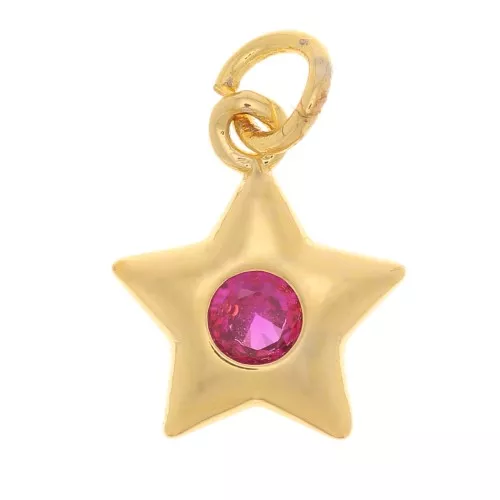 Breloque étoile avec oxyde de Zirconium11x9mm - Doré - Fuchsia x1