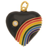 Pendentif coeur résine époxy et oxyde de Zirconium  19.5x17 mm - Doré - Noir - Multicolore x1|raw }}