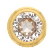 Pendentif rond avec un oxyde de Zirconium 6 mm - Doré - Crystal x1