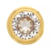 Pendentif rond avec un oxyde de Zirconium 6 mm - Doré - Crystal x1