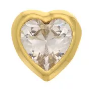 Pendentif coeur avec un oxyde de Zirconium  7 mm - Doré - Crystal x1
