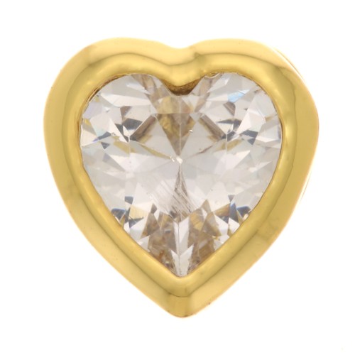 Pendentif coeur avec un oxyde de Zirconium  7 mm - Doré - Crystal x1