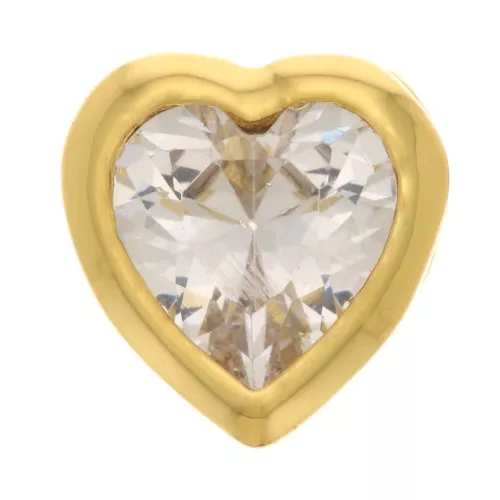 Pendentif coeur avec un oxyde de Zirconium 7 mm - Doré - Crystal x1