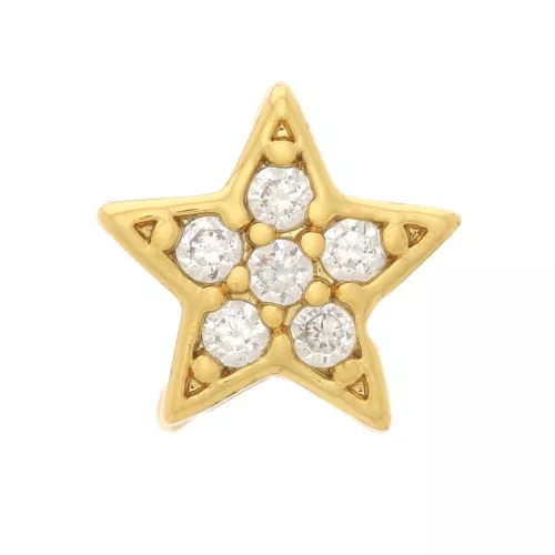 Pendentif étoile avec oxydes de Zirconium 5 mm - Doré - Crystal x1
