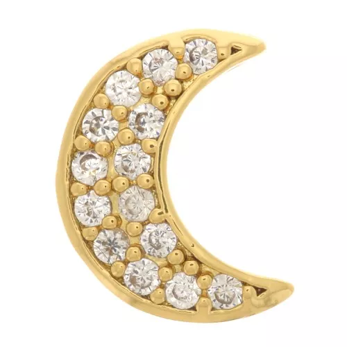 Pendentif lune avec oxydes de Zirconium 8x6 mm - Doré - Crystal x1