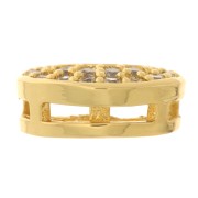 Pendentif lune avec oxydes de Zirconium 8x6 mm - Doré - Crystal x1