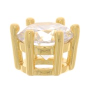 Pendentif rond avec oxyde de Zirconium 8 mm - Doré - Crystal x1