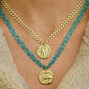 Pendentif rond irrégulier 21 mm avec oxydes de Zirconium - signe du zodiaque Bélier - Doré x1