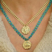 Pendentif rond irrégulier 22 mm avec oxydes de Zirconium - signe du zodiaque Cancer - Doré x1