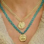 Pendentif rond irrégulier 22 mm avec oxydes de Zirconium - signe du zodiaque Cancer - Doré x1