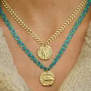 Pendentif rond irrégulier 21 mm avec oxydes de Zirconium - signe du zodiaque Sagittaire - Doré