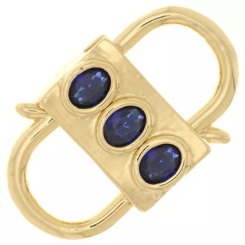 Fermoir design à clipser double ouverture 23x14mm avec zircons - Doré - Bleu foncé