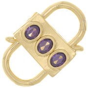 Fermoir design à clipser double ouverture 23x14mm avec oxydes de Zirconium - Doré - Violet