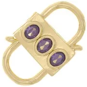 Fermoir design à clipser double ouverture 23x14mm avec oxydes de Zirconium - Doré - Violet