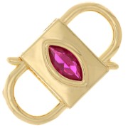 Fermoir design à clipser double ouverture 24x14 mm avec oxyde de Zirconium  - Doré - Fuchsia|raw }}