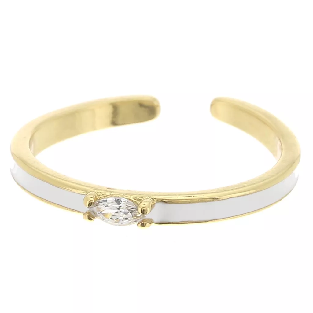Bague fine réglable avec oxyde de Zirconium carré Doré
