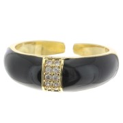 Bague large réglable - résine époxy & Oxydes de Zirconium Doré -Noir - Crystal x1|raw }}