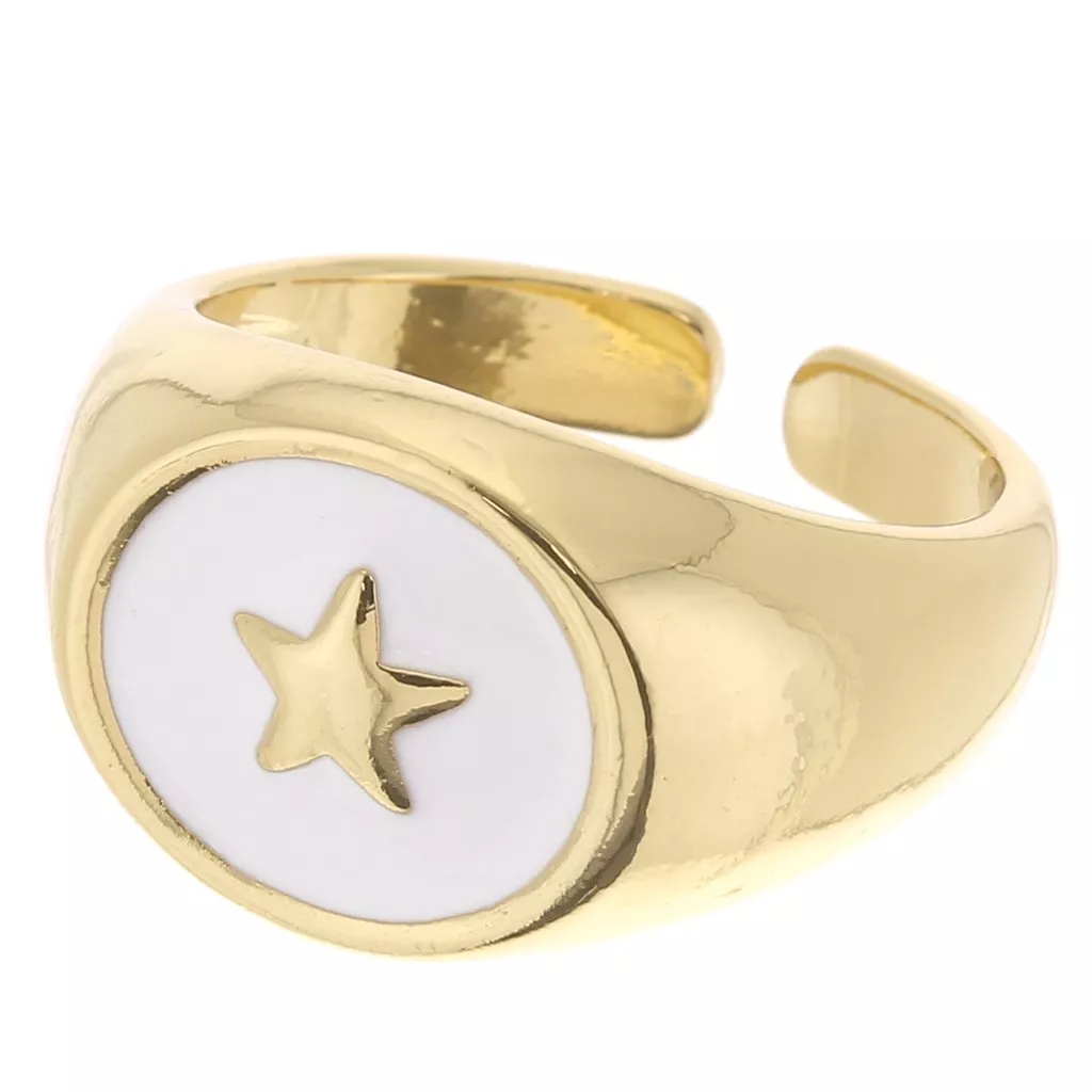Grande Bague Chevalière Or - Cabochon Résine Rouge Rubis - Taille 59 - État Neuf