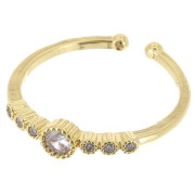 Bague fine réglable avec Oxydes de Zirconium - Doré - Crystal x1|raw }}