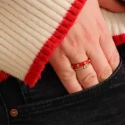 Bague fine réglable avec Oxydes de Zirconium - Doré - Crystal x1