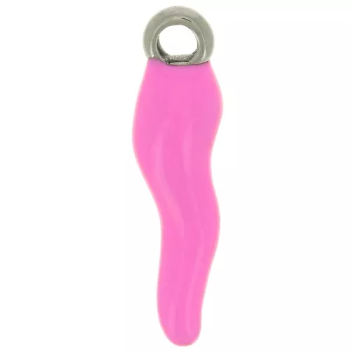 Breloque piment 17.5x4.5 mm en résine époxy - Acier inoxydable 304 - Rose x1