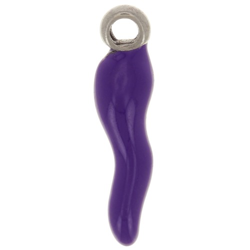 Breloque piment 17.5x4.5 mm en résine époxy - Acier inoxydable 304 - Aubergine x1