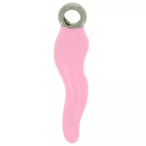 Breloque piment 17.5x4.5 mm en résine époxy - Acier inoxydable 304 - Rose clair x1