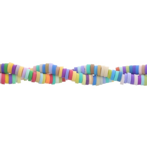 Perles Heishi rondelles  en pâte polymère 3.5x1 mm - Multicolore x40cm